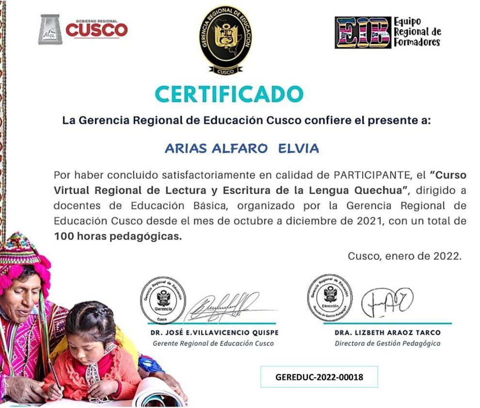 Descargue su certificado – Gerencia Regional de Educación Cusco